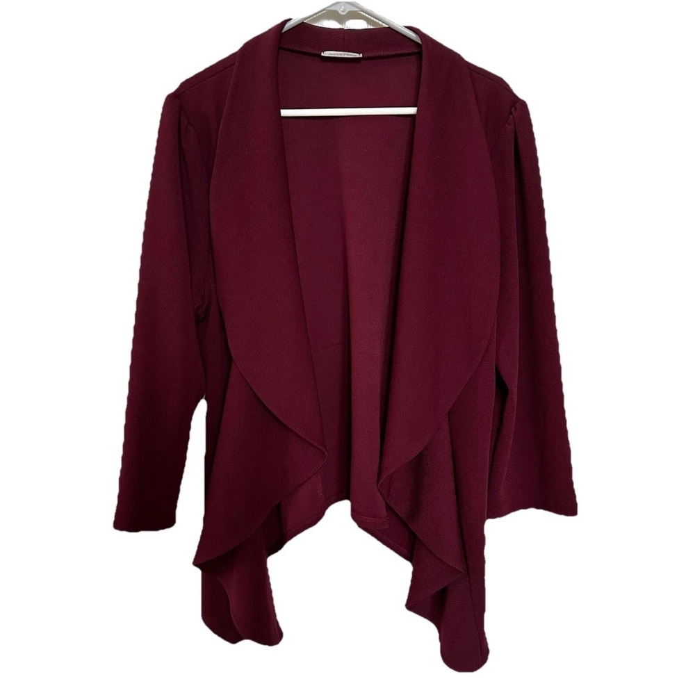 Minefree Burgundy Open Lagenlook Cardigan Jacket 3X Plus Business Party Office